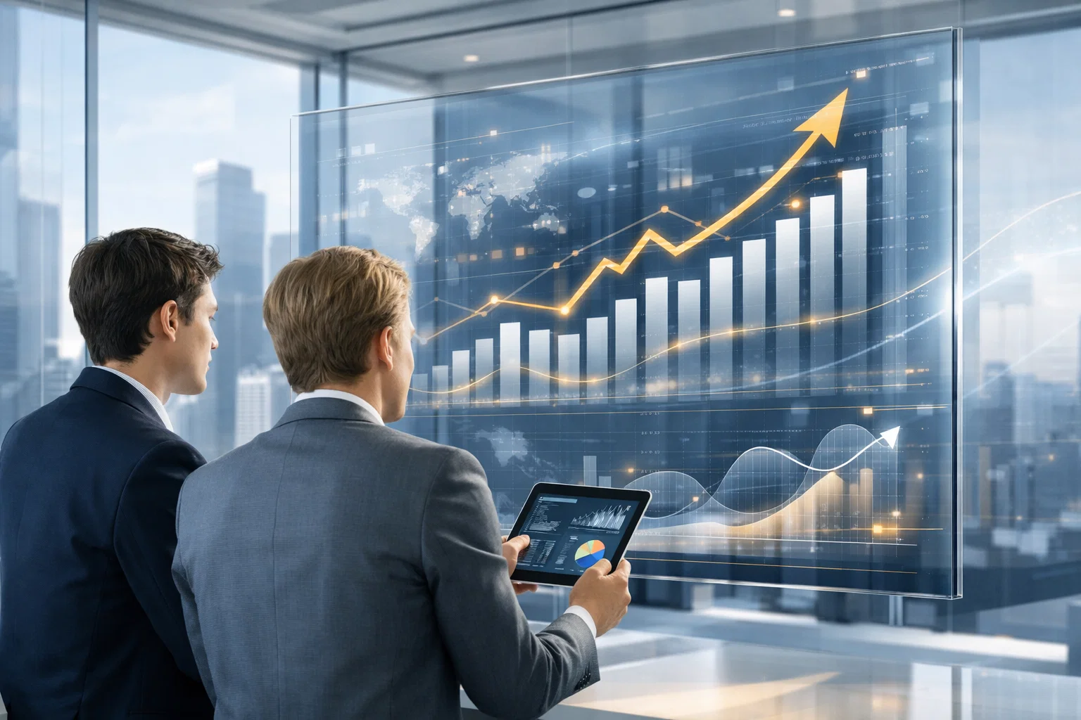 Forex trading platform organic growth analysis showing SEO performance metrics and rising charts.